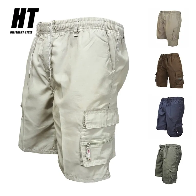Fahison Cargo Shorts Herren Sommer Baumwolle Camouflage Taktische Marke Kleidung Männliche Einfarbig Mehrere Taschen Kurze Hosen 210714