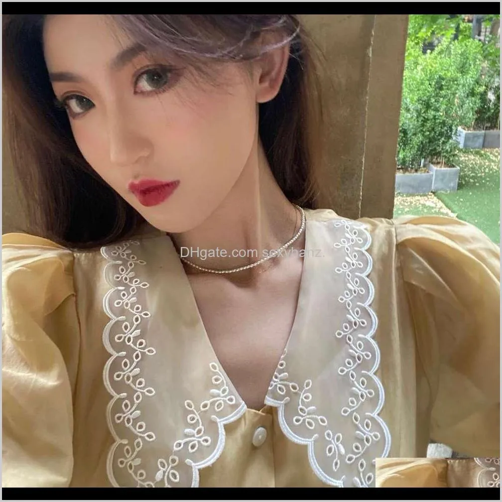 pendants s925 pure silver natural small pearl necklace for women to wear clavicle chain irregular rice beads french gong tingfeng