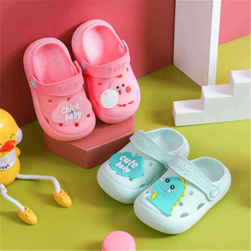 Style barn sommar dinosaurie infantil enfant barn baby pojke söt smidig småbarn flickor mjuka sandaler bebe clogs g1218