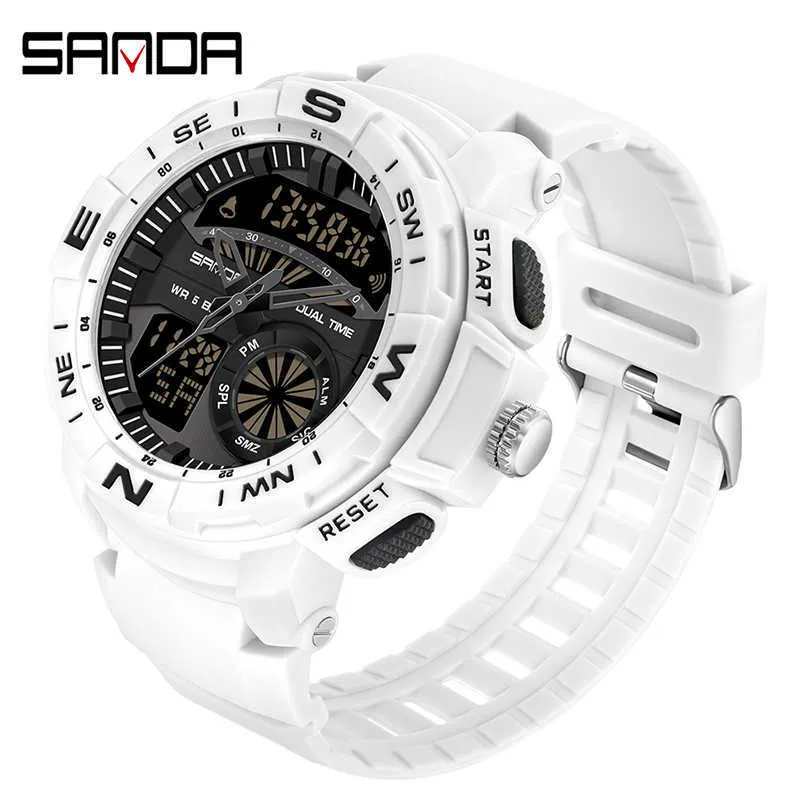 SANDA Sport montres pour hommes choc étanche militaire montre-bracelet homme horloge double temps numérique montre à Quartz hommes Relogio Masculino G1022