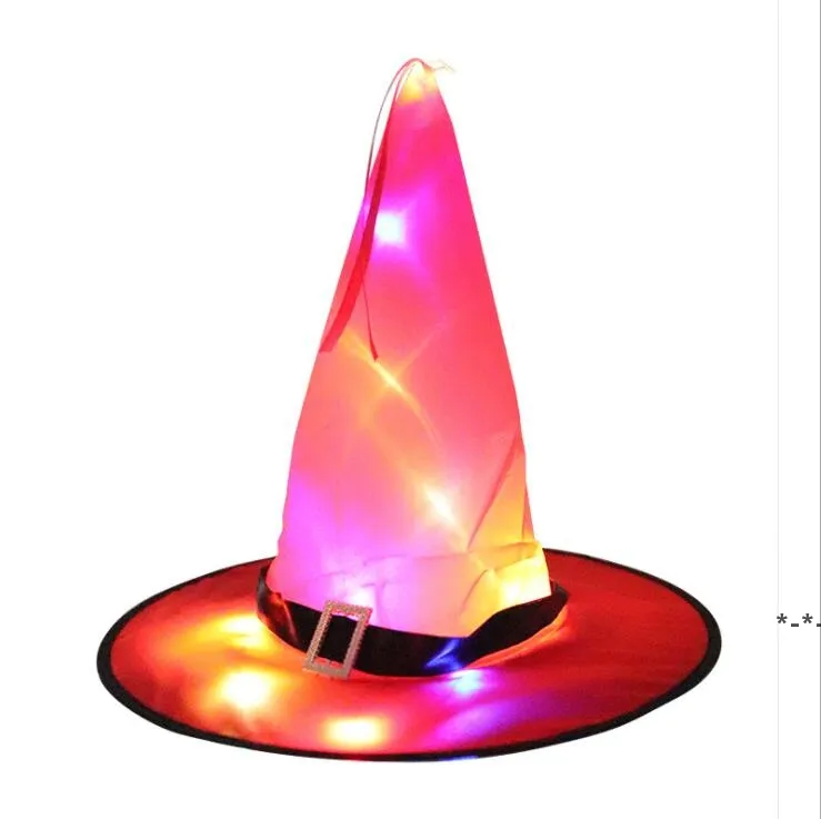 Chapeaux d'Halloween Halloween Accessoires de décoration LED Guirlandes lumineuses Chapeau de sorcière rougeoyante Mise en page de scène Fournitures de fête Magicien Sorcière RRE8528