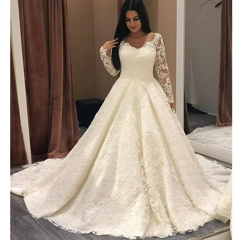 navy blue dress for baby girl Chic White Satin Long Sleeves A-Line Wedding Dresses Long