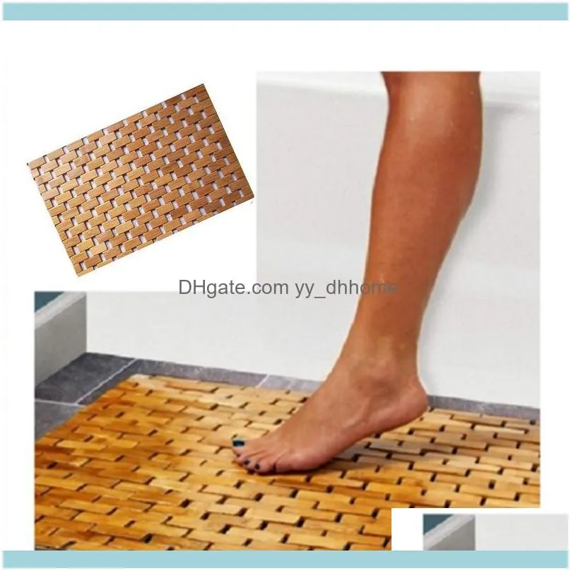 Teak Wood Bath Mat Feet Shower Floor Natural Bamboo Non Slip Large1