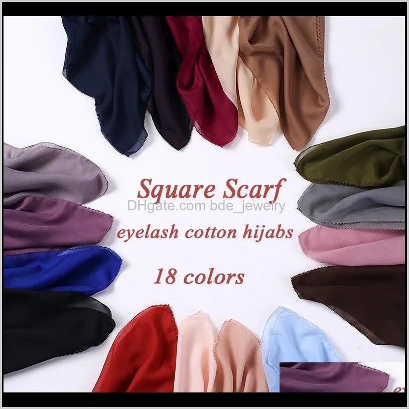 115*115cm square scarf cotton hijabs big size popular plain shawl scarf high quality eyelash viscose eyelash cotton