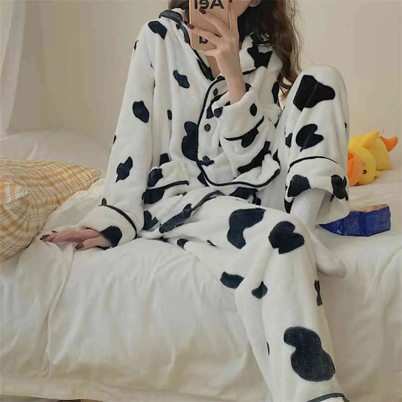 Chic Kadınlar Hayvan Baskılı Gecelikler Rahat Şık Varış Homewear Yumuşak Kızlar Tatlı Pijama Setleri 210525