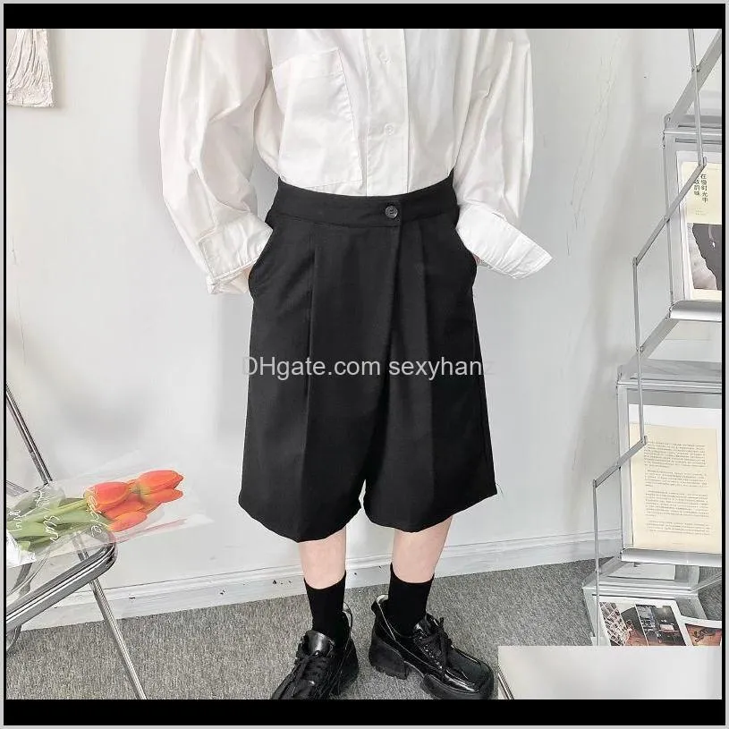 summer korean suit shorts men`s fashion solid color business dress shorts men streetwear hip-hop wide-leg five-point pants mens