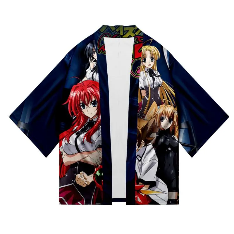 Highschool DXD Hyoudou issei Rias Gremory Azja Argento 3D Lato Kobiety / Mężczyzna Trzy Czwarty Rękaw Bluzka Streetwear Styl Kimono Ethnic Clothi