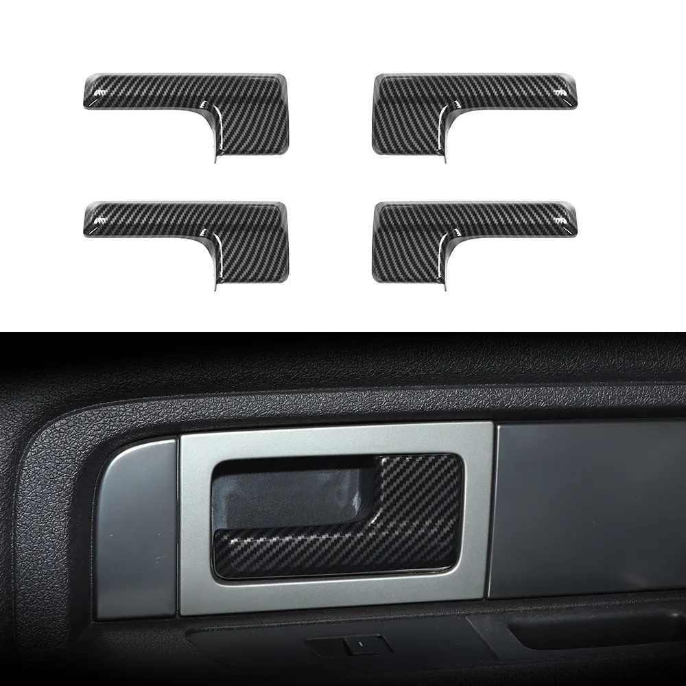 Garniture de couvercle de poignée de porte intérieure pour Ford F150 Raptor 2009-2014 fibre de carbone 4 pièces