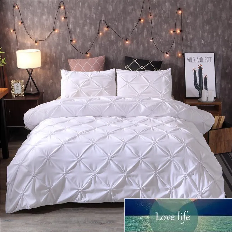 White Duvet Cover Set Pinch Pleat 2/3pcs Twin/Queen/King Size Bedclothes Bedding Home Hotel Use(no filling no sheet) 38 Factory price expert design Quality Latest Style