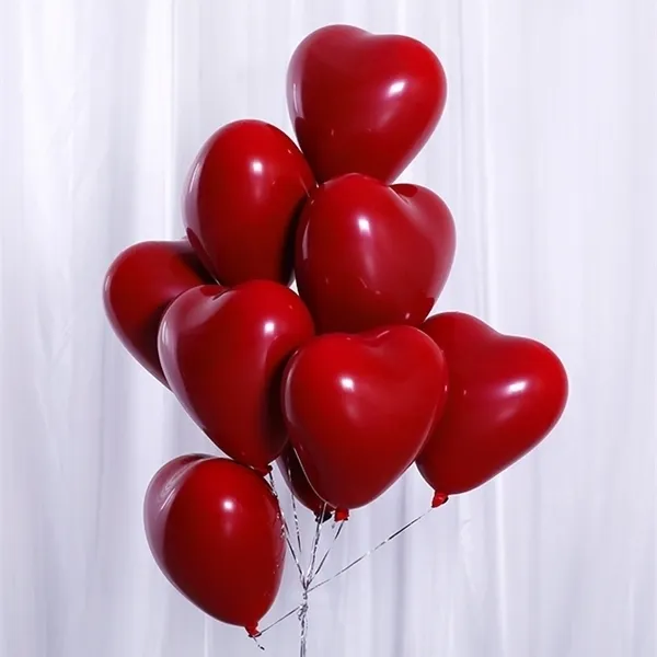روبي الأحمر بالونات اللاتكس الحب القلب نفخ الهواء الهيليوم بالون عيد الحب الزواج حفل زفاف ديكور Y0622
