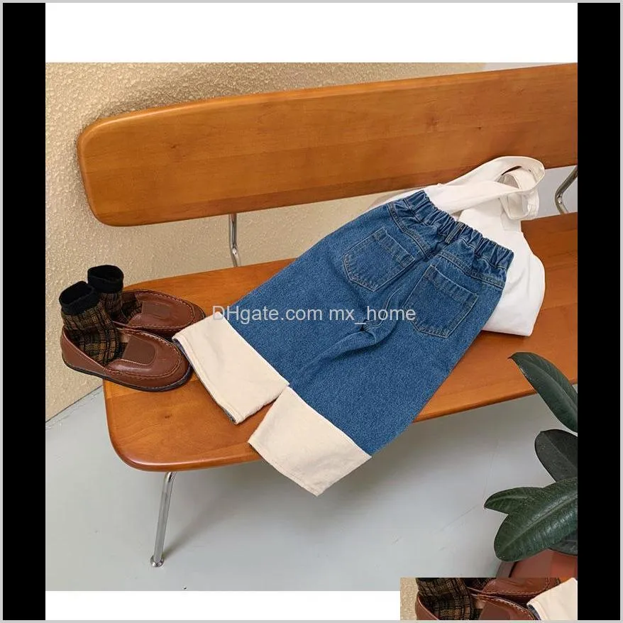 autumn fashion boys and girls patchwork denim pants new arrival fashion loose jeans 1-7y 201207