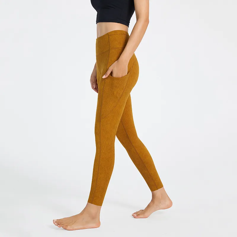 Leggings de mujer Ropa Pantalones de yoga de cadera melocotón deportes Bolsillo múltiple con banda elástica incorporada para entrenamiento