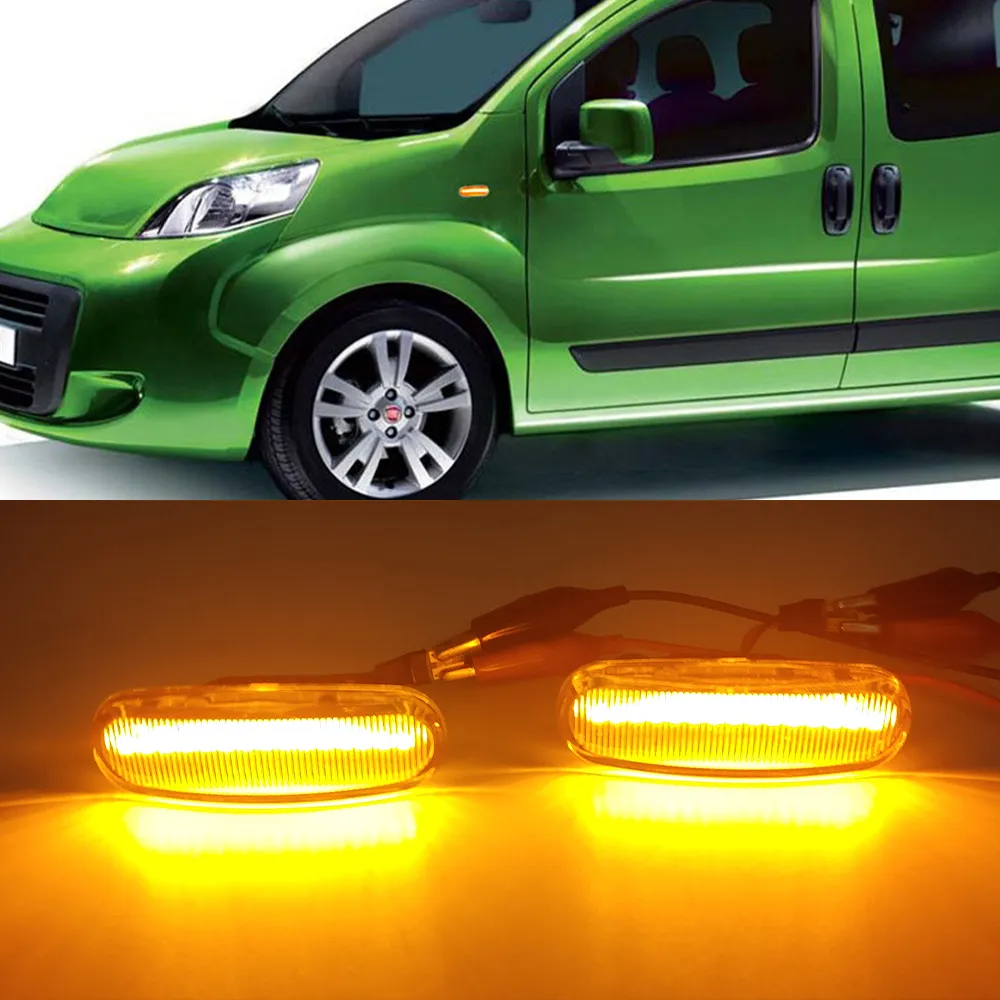 1Set For Fiat Panda Punto Evo Stilo Qubo Peugeot Citroen Lancia Musa(350) Dynamic Smoke LED side marker light turn signal lamp