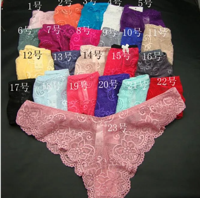 Sexig spets underkläder billigt till salu g String Thongs Panties T Back Underkläder Kvinnor Lady Multicolor Floral Peen Bikini Panty Gratis Ship113 #