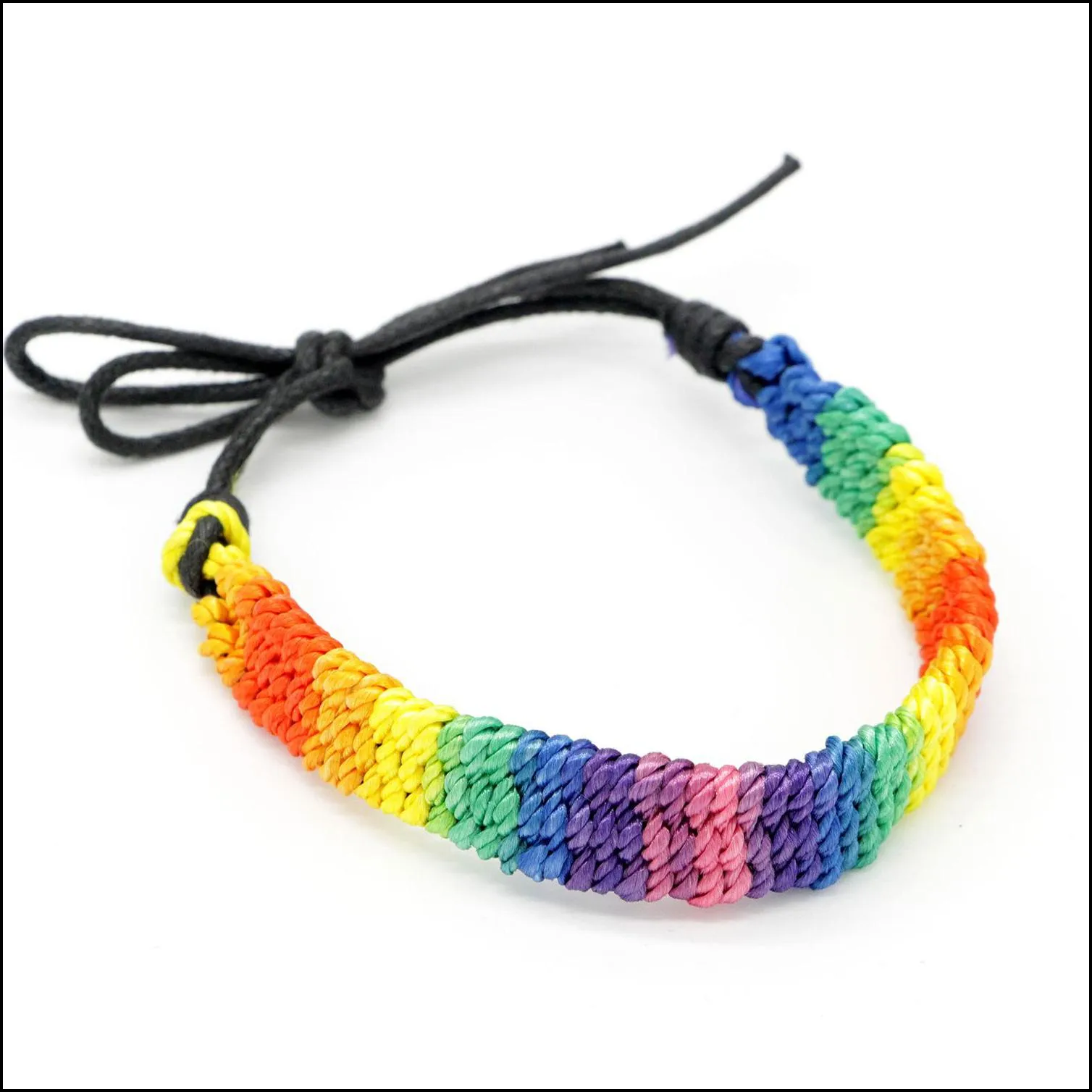 Kimter Charm Lesbian Valentine`s Gifts LGBT Flag Braid Handmade Rainbow Gay Pride Bracelet Love Delicate Friendship Bracelets M094FA