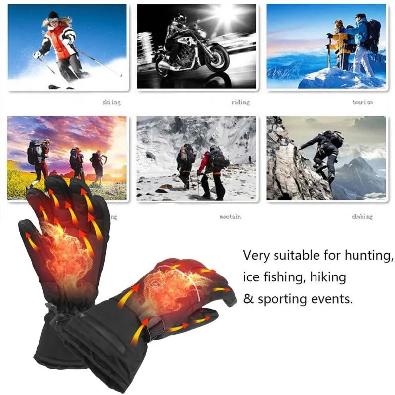 Sports Gloves Motorcycle Electric Heating With Batteries Heated Thermal Five Fingers Hand Warmer Fit Motorcycles Riding