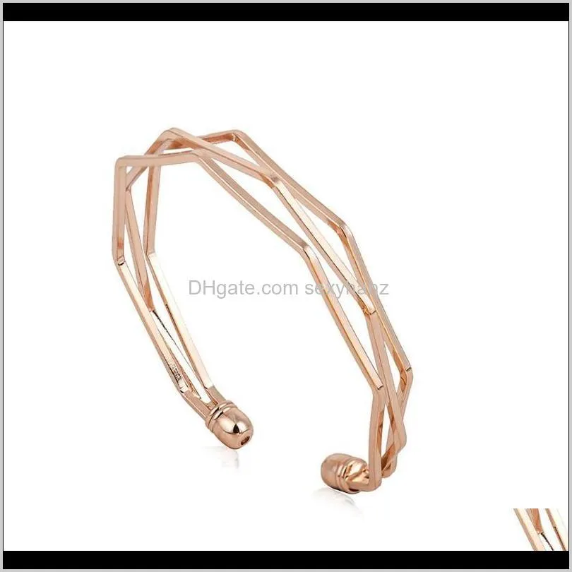 bm062 fashion geometric open bracelet for women three layers alloy personality bangles jewelry wholesale