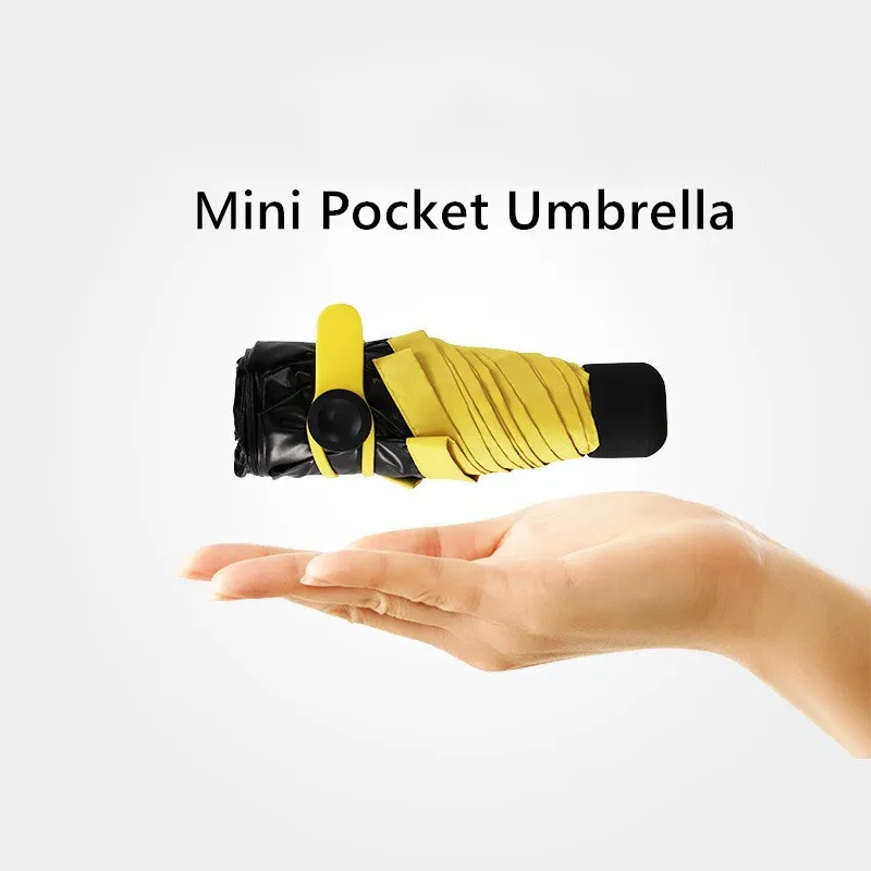 女性小型軽量黒コーティングパラソルレイン傘旅行携帯用ポ​​ケットミニ5倍夏の傘