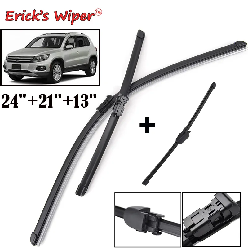 Erick's LHD Front & Rear Wiper Blades Set For VW Tiguan MK1 2007 - Windshield Windscreen Window 24"+21"+13"