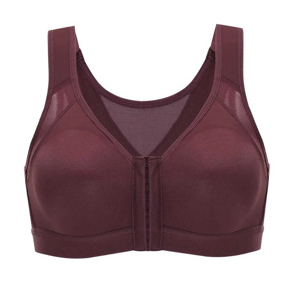 Delimira Kvinnors full täckning Frontlås Bras Wire Free Back Support Powerure Bra 210623