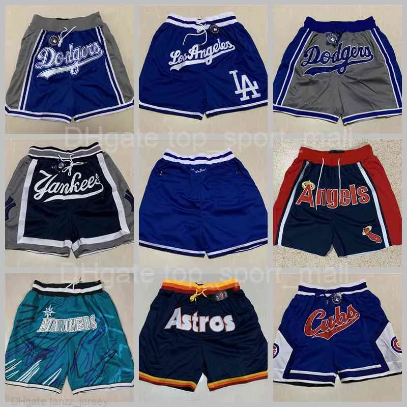 Short de baseball d'équipe Just Don Sport Wear Pantalon avec poche zippée Pantalon de survêtement Bleu Blanc Noir Hommes