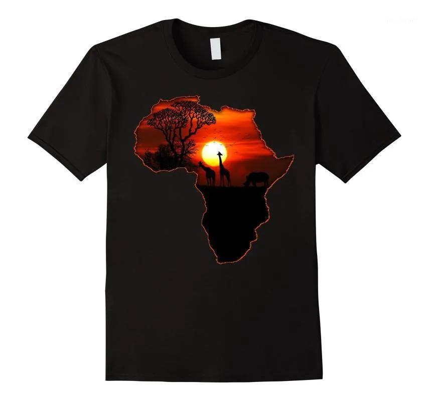 T-shirts hommes drôle t-shirt hommes nouveauté femmes t-shirt Afrique carte de tee sud-africain coucher de soleil safari