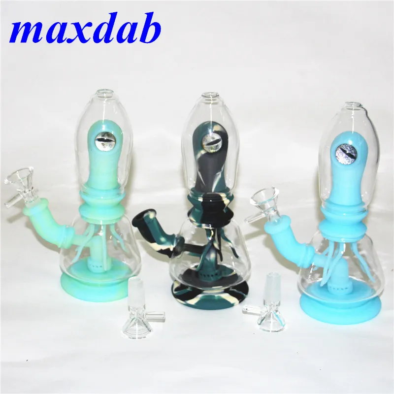 Silikon bongs nargile shisha percolators dab teçhizat duman borusu çıkarılabilir düz su boruları cam kase ile sigara içme