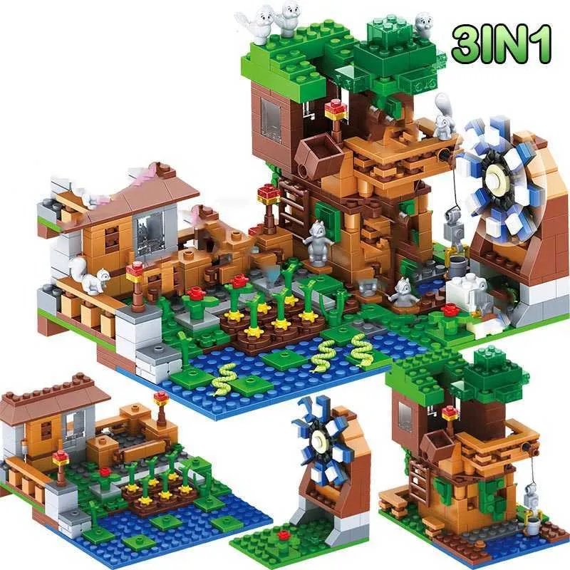 Minecraft Lego Compatible Village Tree House Building Block Toys