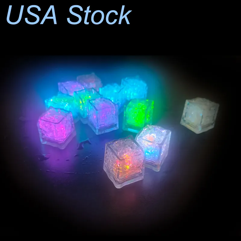 Nachtverlichting LED-ijsblokjes Bar Snelle Slow Flash Auto Changing Crystal Cube Water-Actived Light-Up 7 Color voor Romantic Party Wedding Xmas Gift Oemled