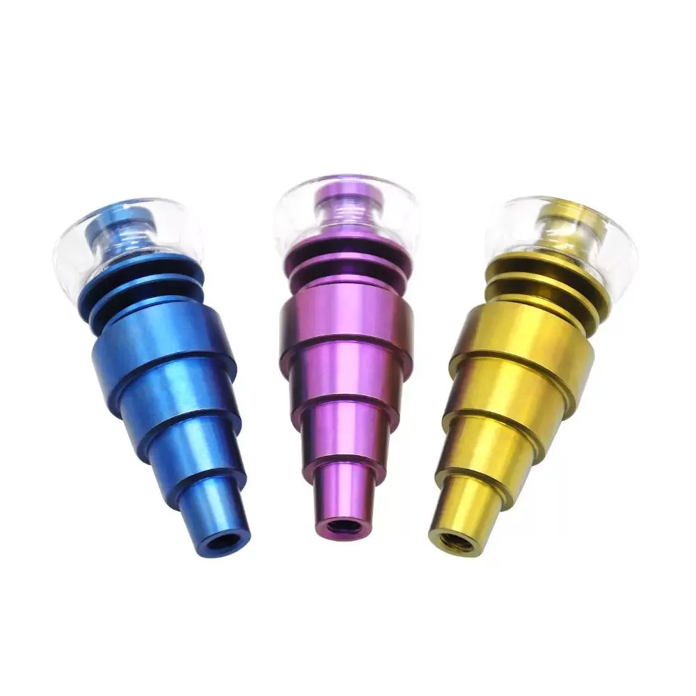 2022 new Domeless Ceramic Nails Metal Joint Titanium Nail Dab Wax Nail With Quartz Bowl Adjustable for Glass Smoking Accessories