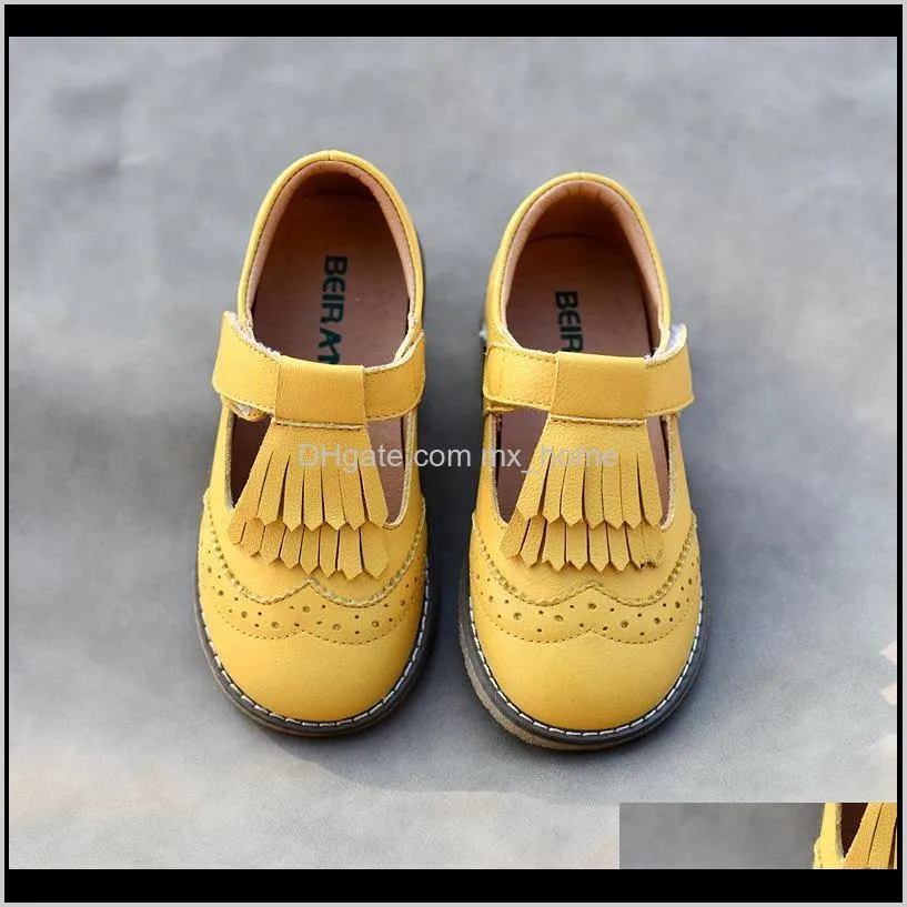 genuine leather children casual shoes fashion tassel princess shoes non-slip breathable baby girls shoes 201114
