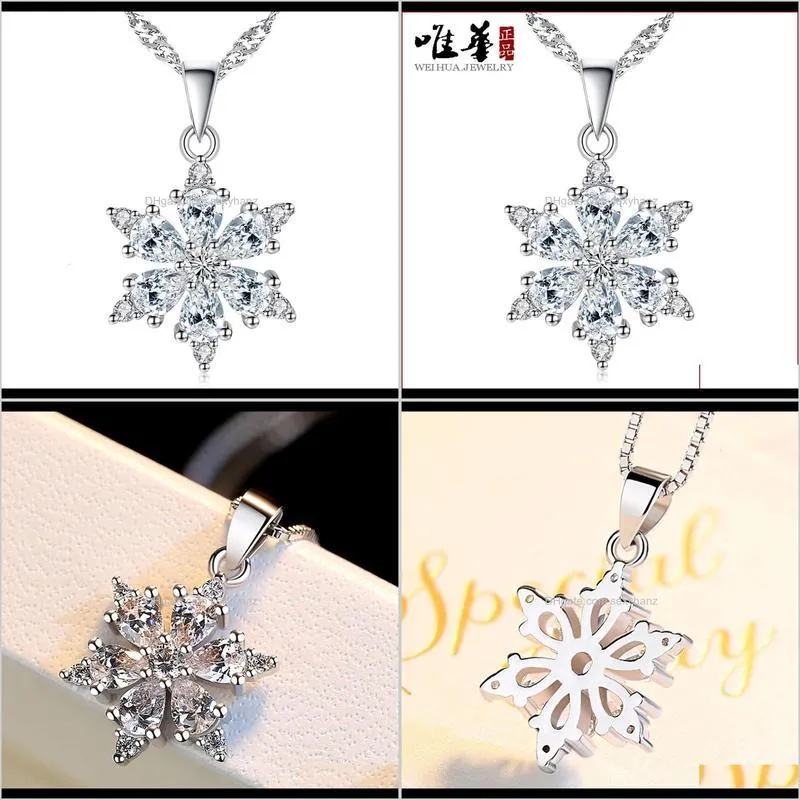 weihua new korean necklace silver plated jewelry lucky snowflake fashion temperament pendant