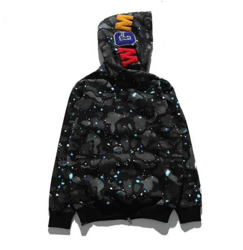 Moletom Masculino Feminino Moletom Com Capuz Jogger Agasalho Pulôver Sportwear Moletom de Lã Cinza Preto Hip Hop Air Luminous Supre Shark Jacket M-3XL