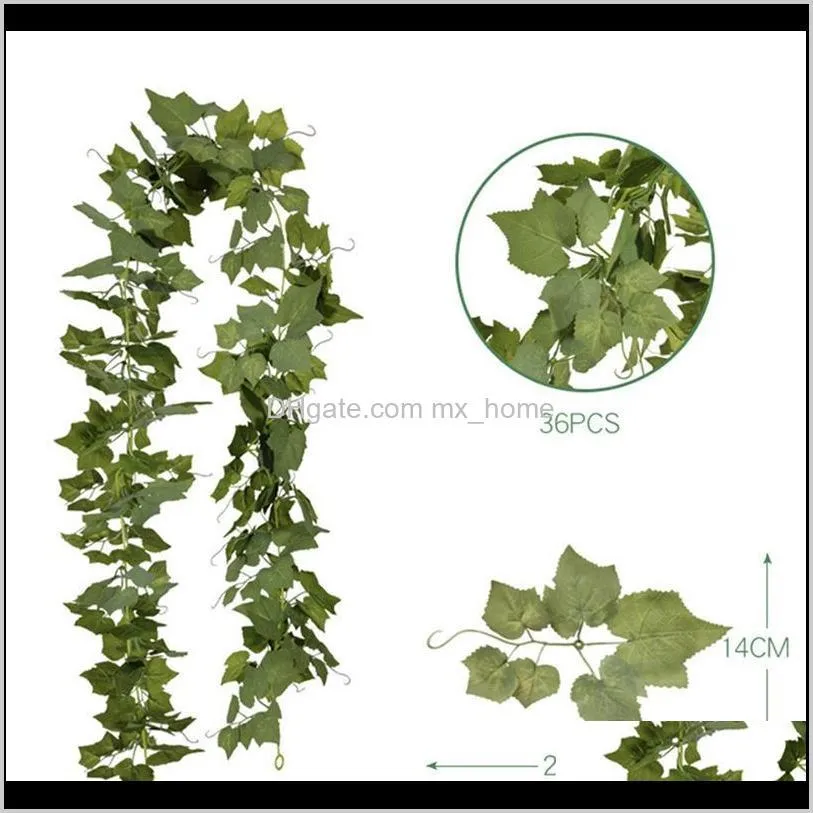 artificial gourd leaf vine, wedding backdrop arch wall decor, fake hanging plant ivy for table festival party decoration decorative