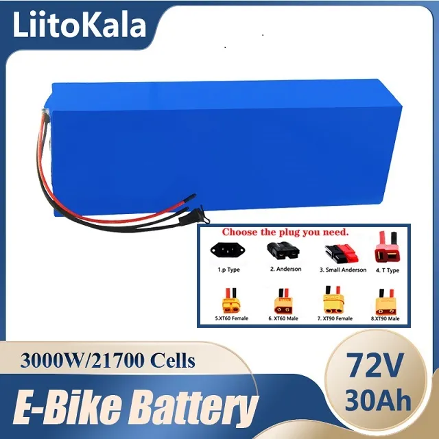 Liitokala-lithium battery pack, 72v, 30ah, 20s6p, 21700, suitable for electric vehicles, high-power with protection board