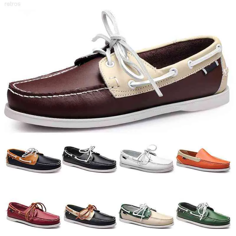 Five Running Mens Shoes 2023 hotForty Leather British Style Black White Brown Green Yellow Red Fashion406