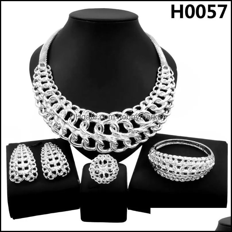 Earrings & Necklace Dubai Gold Plated Jewelry Set Fashion Ladies Banquet Holiday Gift H0057