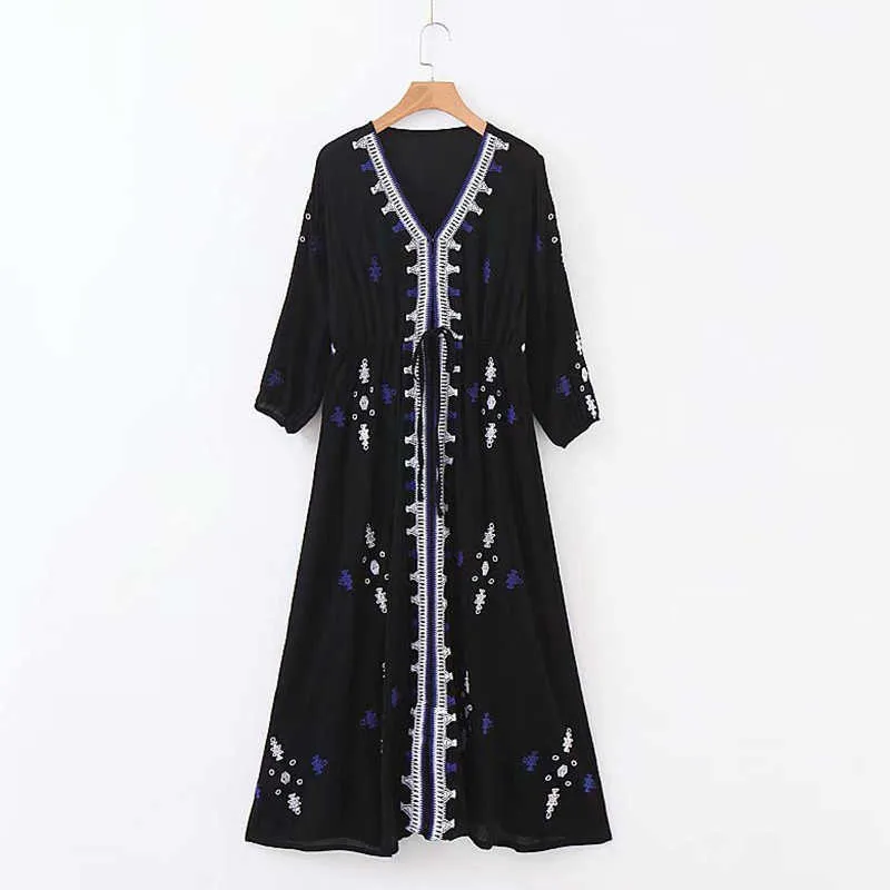 sachin and babi light blue dress Dahlia, reworked Eastern European folk embroidered dress – One Vintage main image 1
