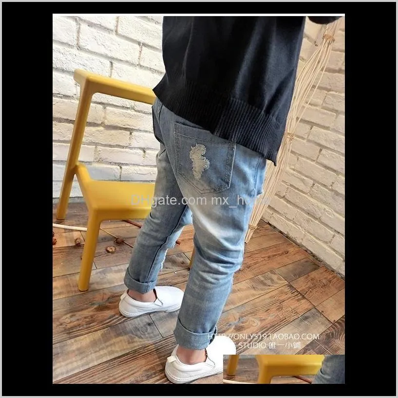 pants jeans for the boys&girls ripped jeans for kids denim pants trousers kids clothes autumn children boys jeans 201204