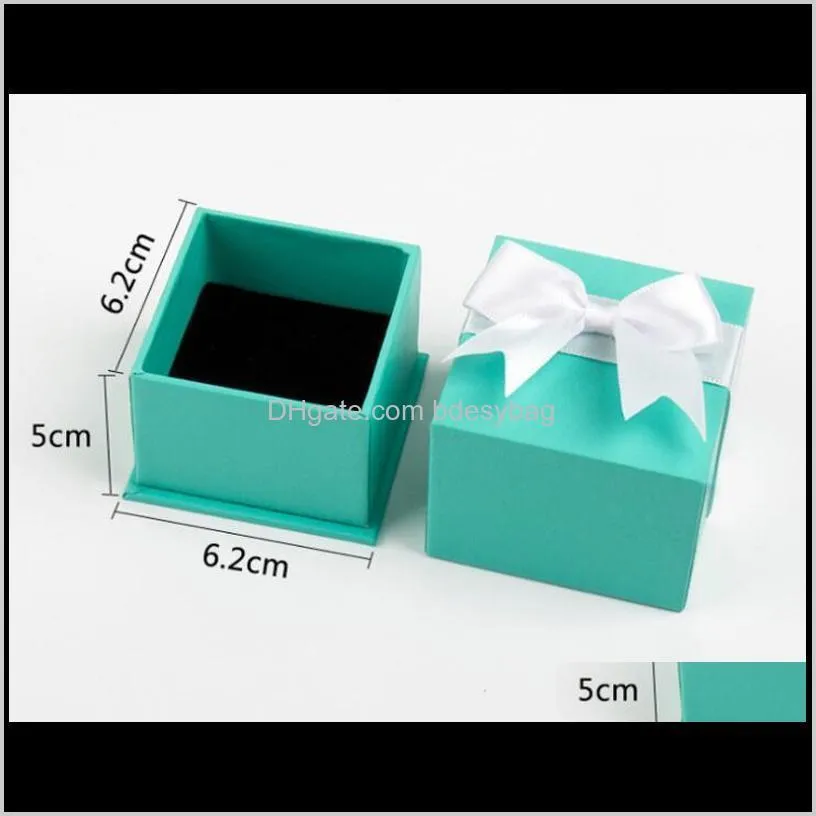Fashion Beauty Jewelry Box Packing for Rings Necklaces Earrings Blue White Green Cute Bow Package Boxes Bags