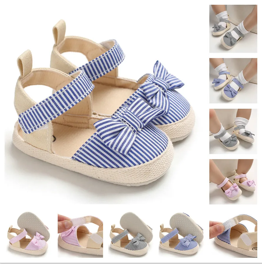 baby First Walkers Summer boy Girl Bowknot Sandali Scarpe da culla antiscivolo Suola morbida Prewalkers