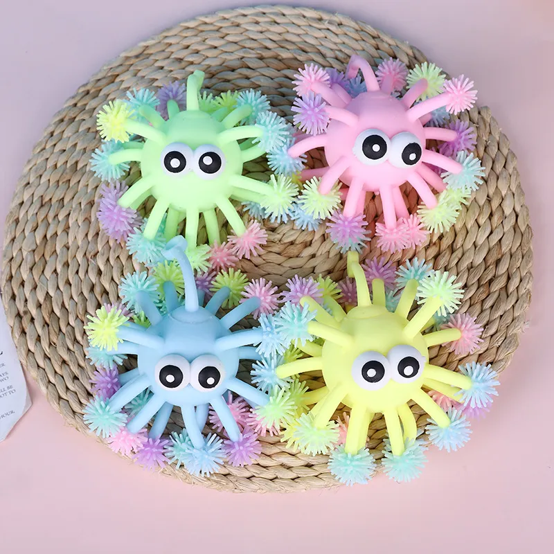 inch fidget toy convex eye hedgehog multi-headed octopus sea urchin luminous ball can be freely thrown on the finger 1749 T2