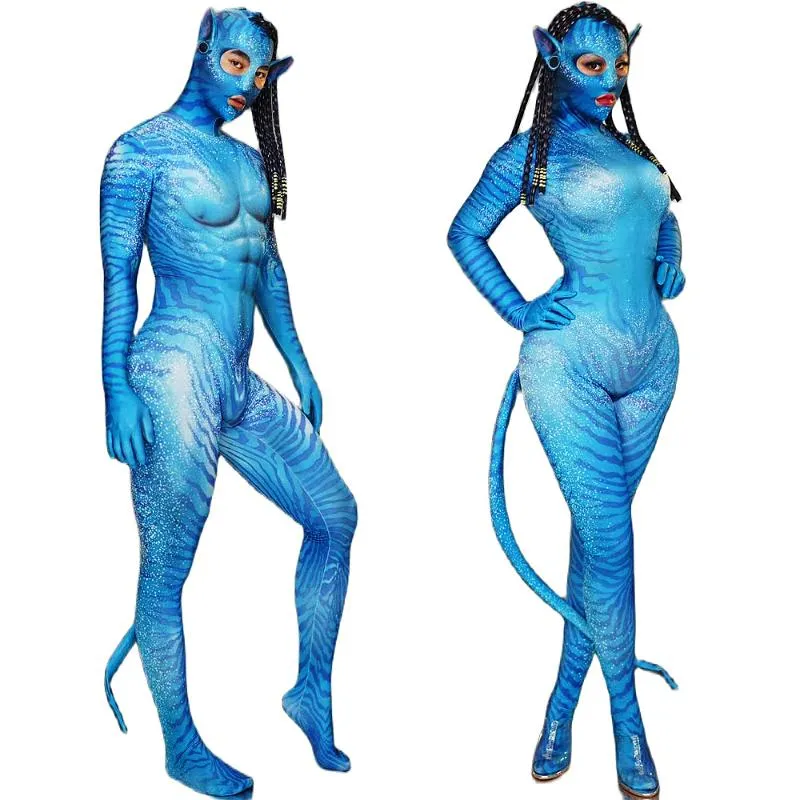 Roupa de Palco Impressão de Personalidade Avatar Macacão para Interpretação de Papéis Elástico Skinny Trajes de Halloween Homens Mulheres Body Performance de Festa290k