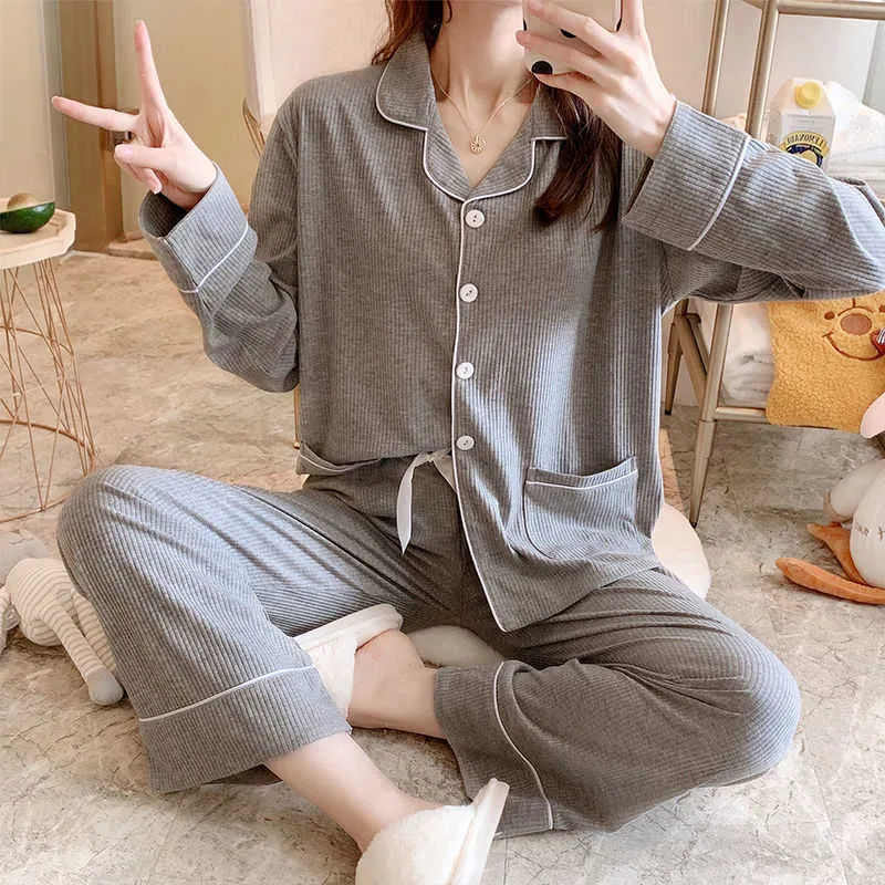 Plus Size 100% Cotton Womens Pajama Set Autumn/Winter Cardigan Bamboo  Sleepwear, Soft Christmas Pyjamas, Lounge Nightwear From Lu006, $10.19