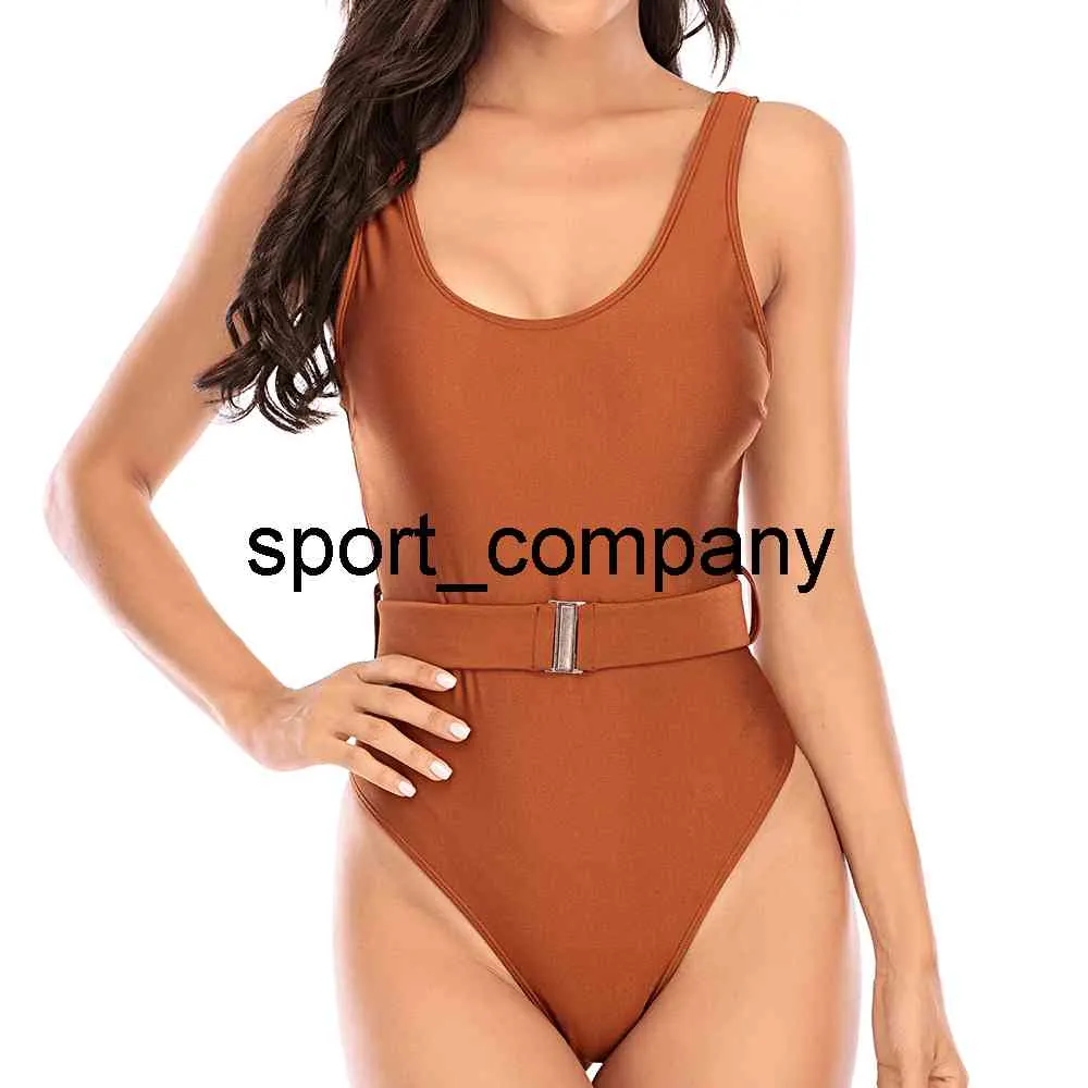 2021 Vintage Tek Parça Mayo Kadın Kemer Mayo Yaz Plaj Klasik Zayıflama Mayo Backless Bodysuit Giymek