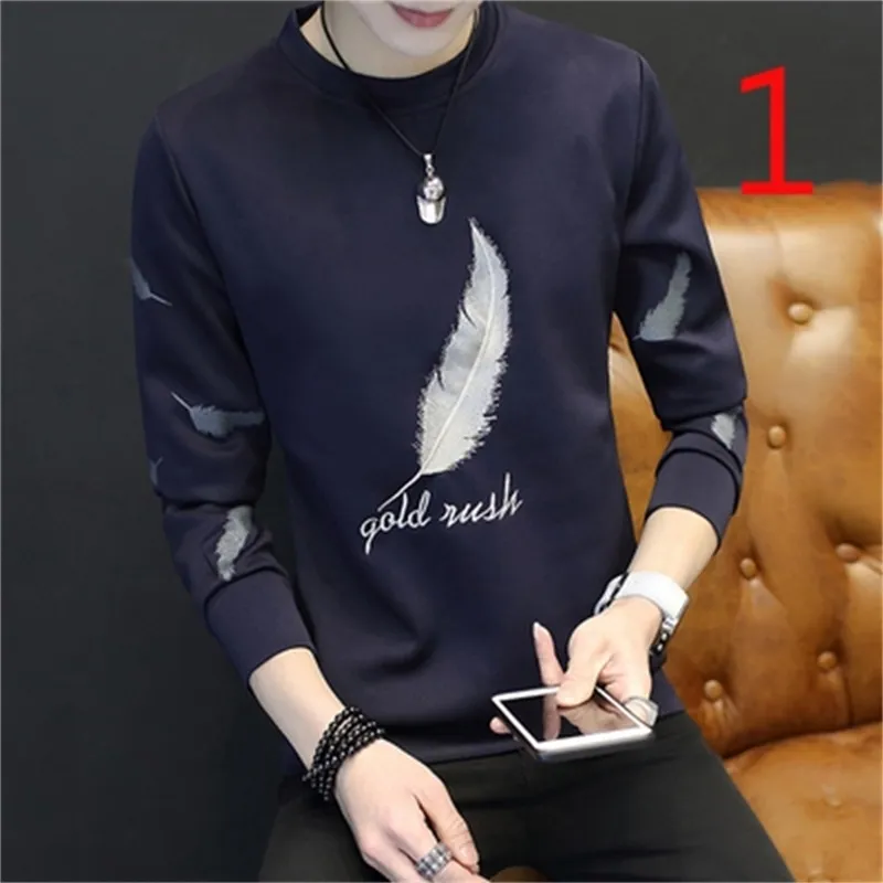 Long-sleeved t-shirt male Slim Korean version of the trend shirts shirt men's autumn clothes tide thin 210420