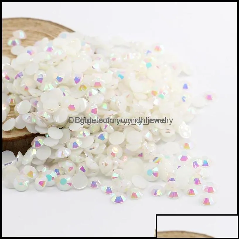 Resin Loose Beads Jewelry Jelly White Ab Flat Back Rhinestone All Size M,4Mm,5Mm,6Mm In Wholesale Prcie With Quality Drop Delivery 2021