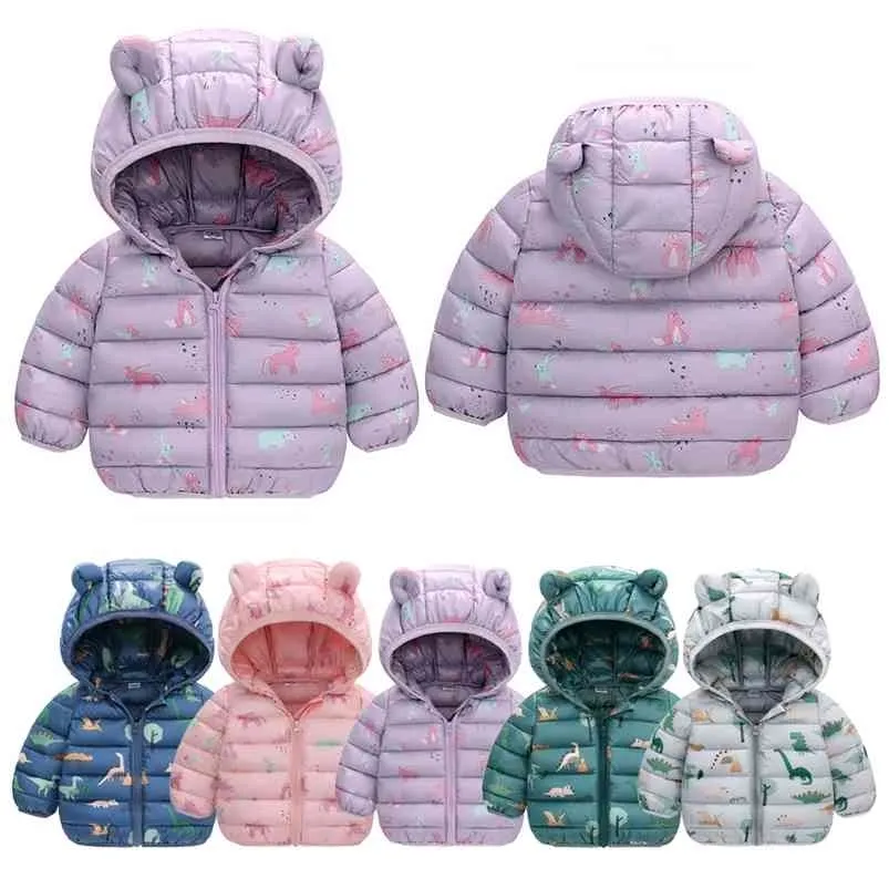 Automne Enfants Vêtements Filles Manteau coloré pour hiver Veste à capuche en coton pour enfants 210916