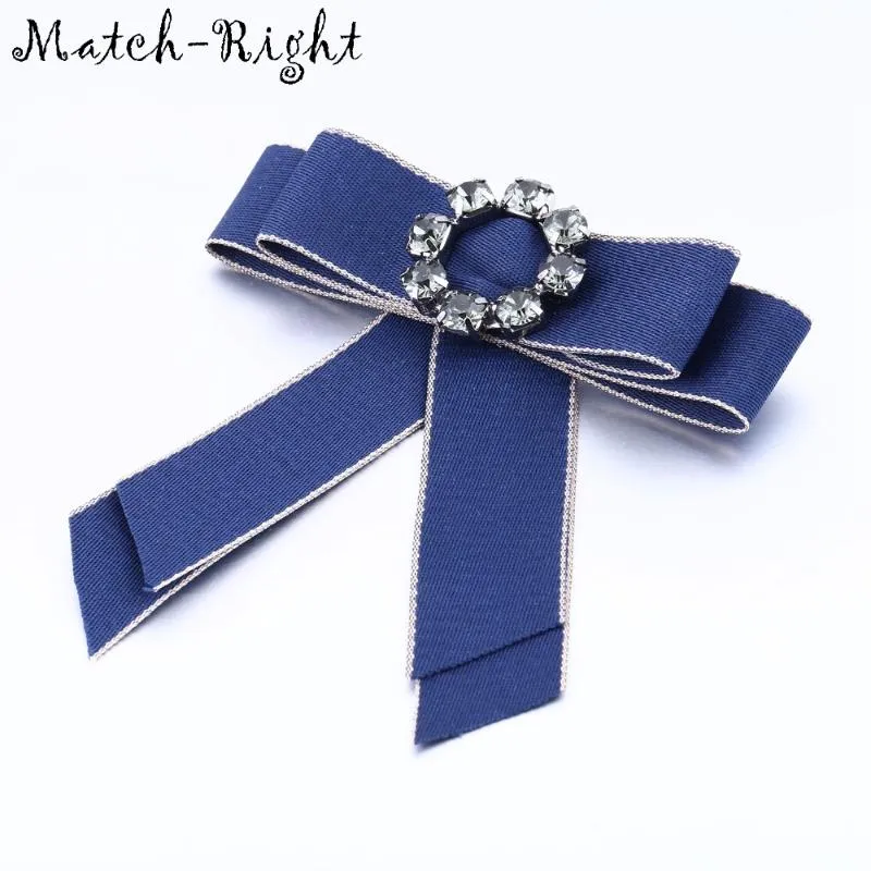 Pins, Brooches Match-Right Woman & Man Long Ribbon Big Bowknot Shirt's Bow Tie Pins Collar Brooch Accessories Fashion Jewelry SP252