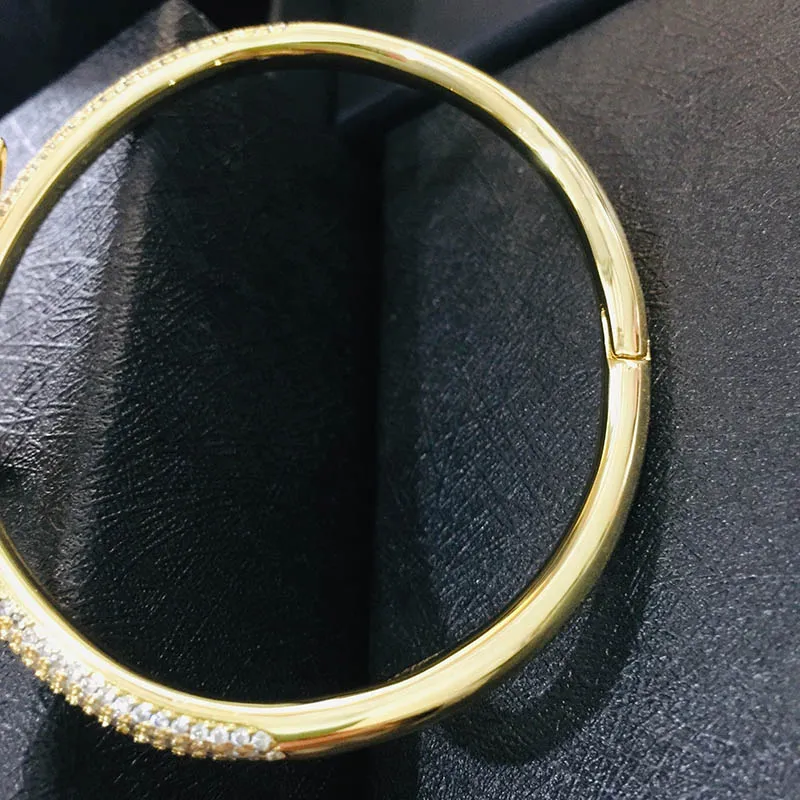 Donia jewelry luxury bangle party European and American fashion nail titanium steel micro-inlaid zirconia bracelet ring set design266D